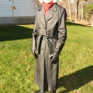 VINTAGECHARLES KLIEN LONG LEATHER COAT PREOWNED